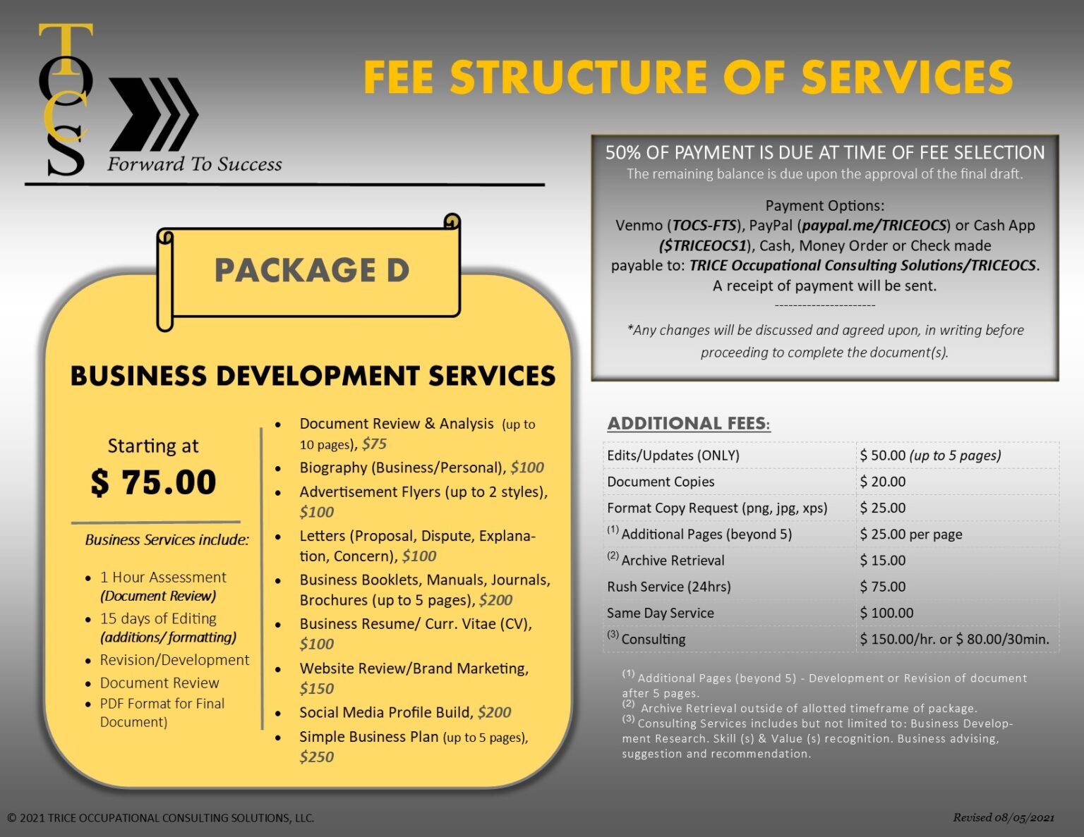 Service Fees TRICE Occupational Consulting Solutions